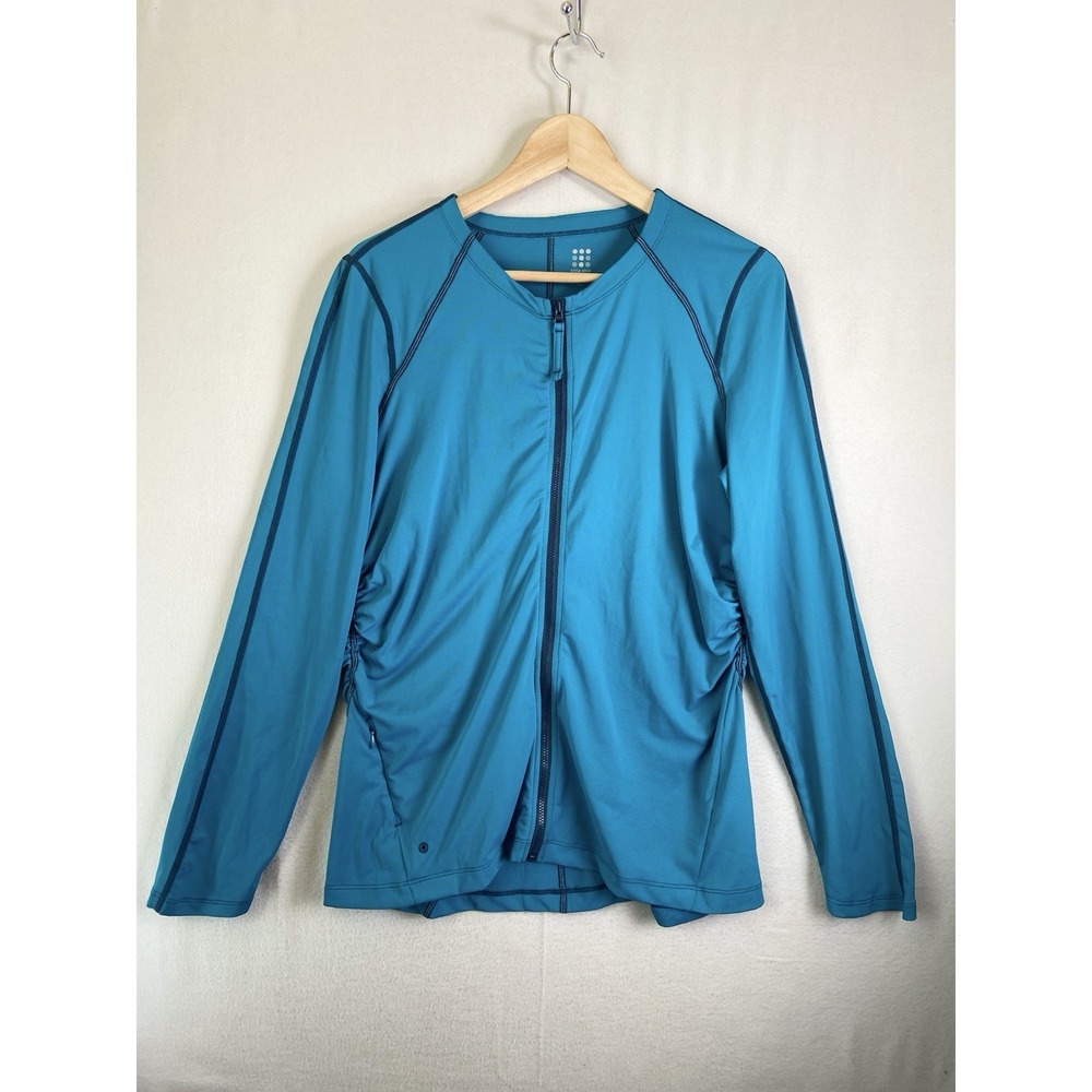 Title Nine Athletic Jacket Womens L Blue Full Zip Stretch Running Workout Soft